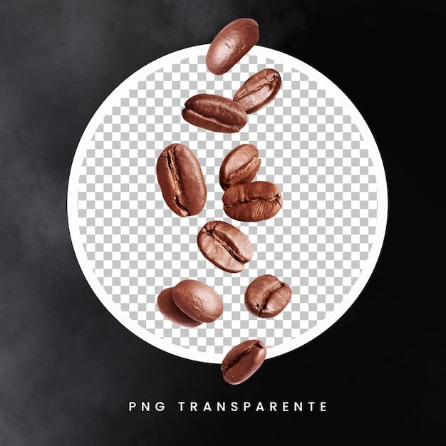 PSD graos de cafe fundo transparente