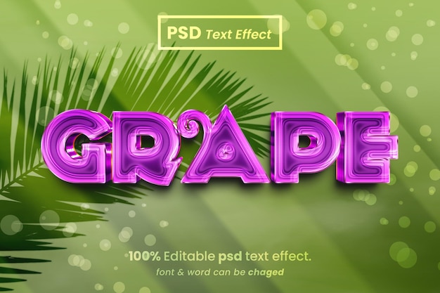 PSD grape 3d editable text effect