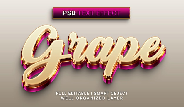 Grape 3d style text effect