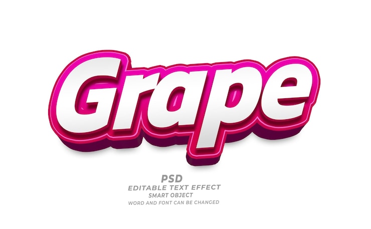 Виноградные фрукты 3D редактируемые текстовые эффекты Photoshop шаблон
