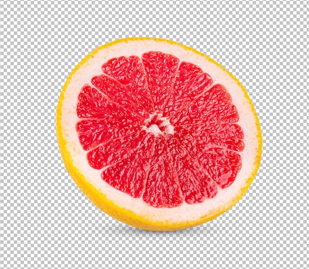 Grapefruit met plak geïsoleerd op alfalaag