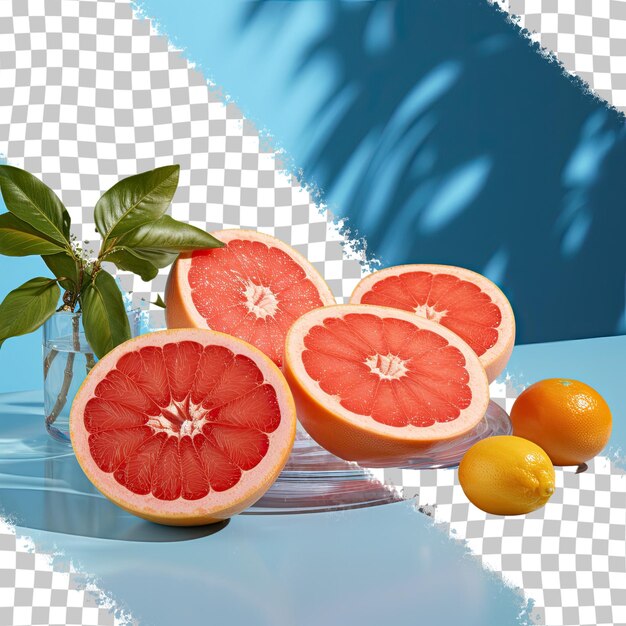 Grapefruit pieces on the table transparent background