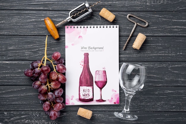 grapes and notebook