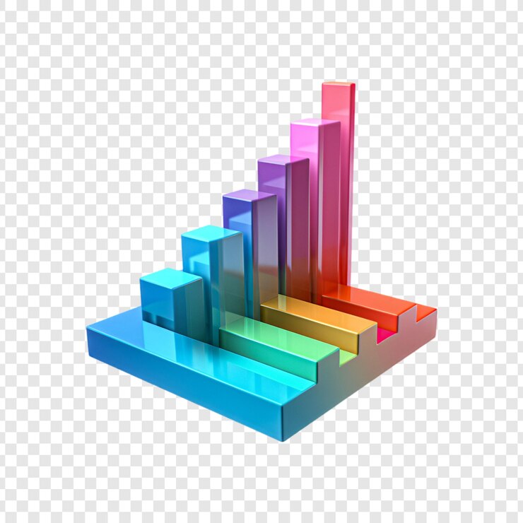 PSD graph bar 3d isolated on transparent background