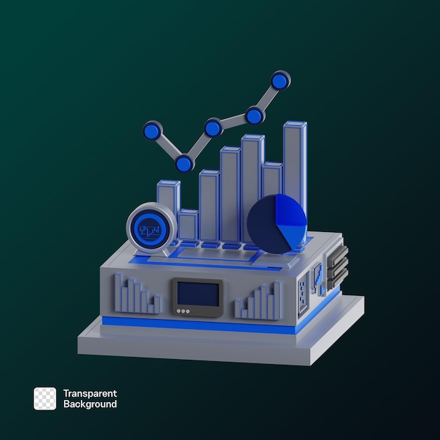Graph Chart 3D Icon Illustration PNG Template
