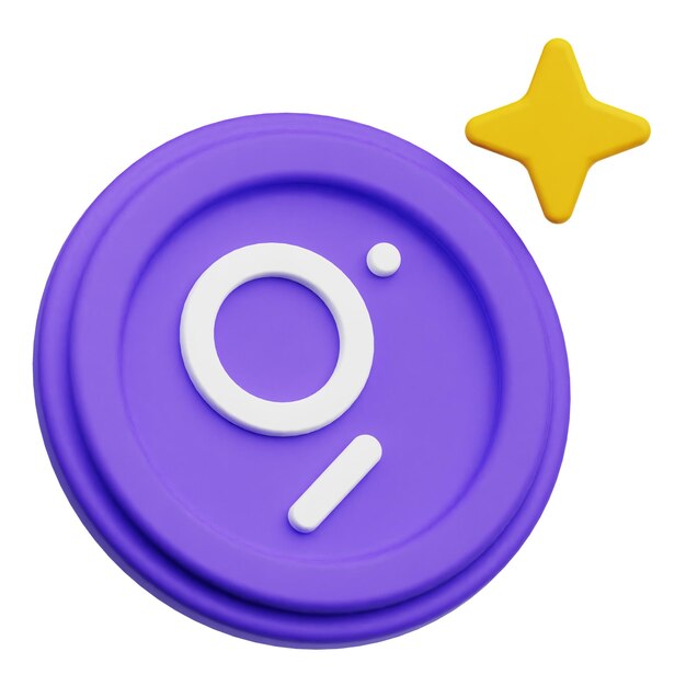 the graph crypto token 3d icon isolated on the white background
