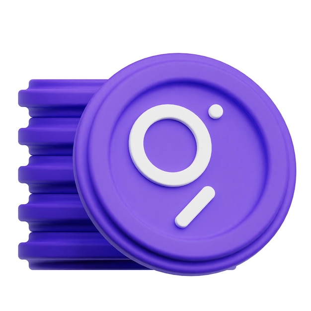 the graph crypto token 3d icon isolated on the white background