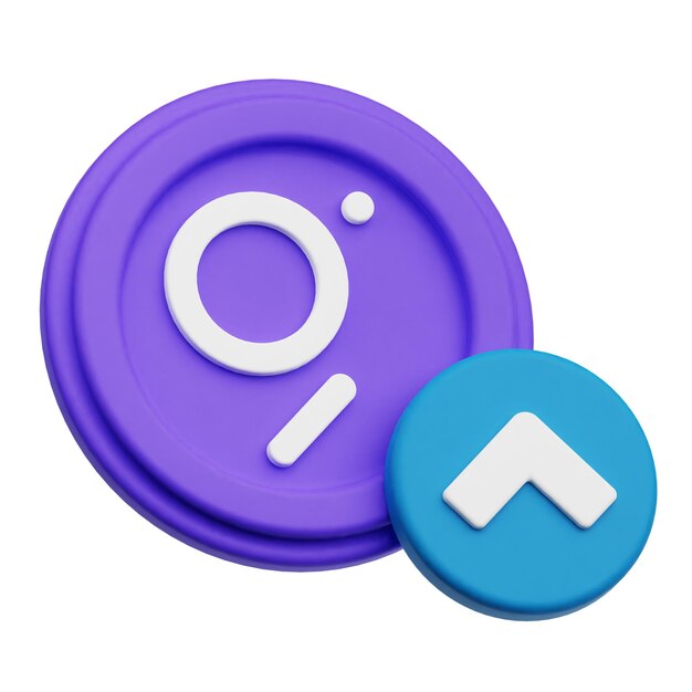 the graph crypto token 3d icon isolated on the white background