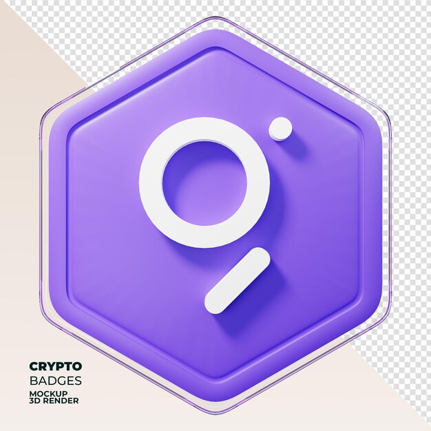 그래프 GRT 배지 3D 렌더링 코인