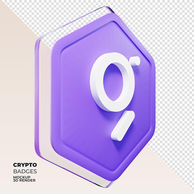그래프 GRT 배지 왼쪽 보기 3D 렌더링 코인