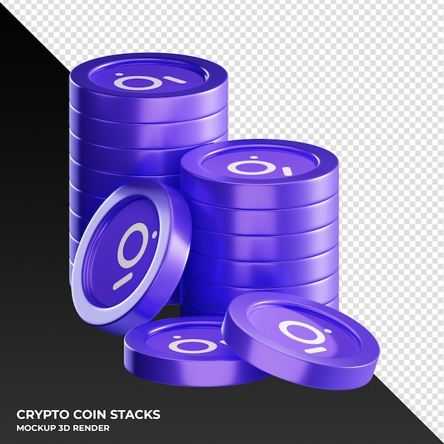 PSD the graph grt coin stacks cryptocurrency 3d render illustration