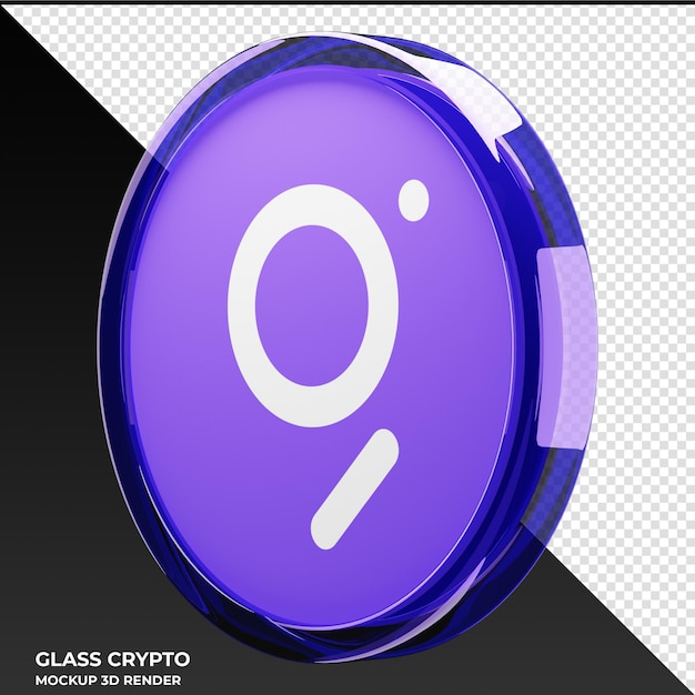 PSD the graph grt glass crypto coin 3d illustration