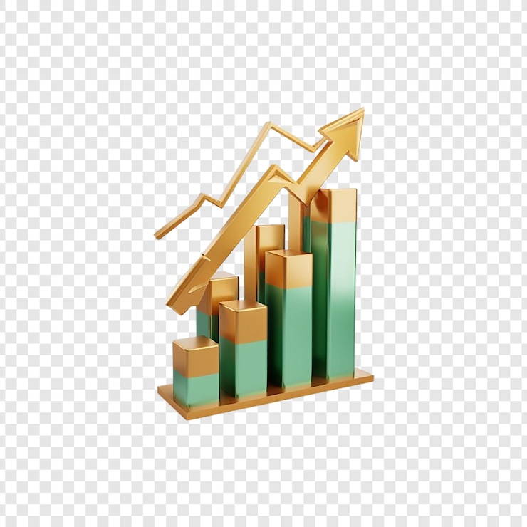 PSD graph with arrow pointing up on a transparent background