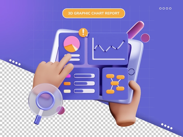 Graphic chart report 3d illustration