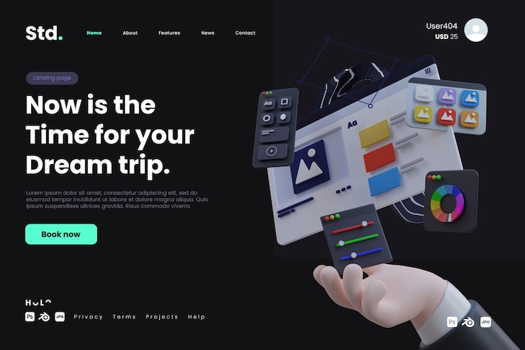 PSD graphic design company landing page