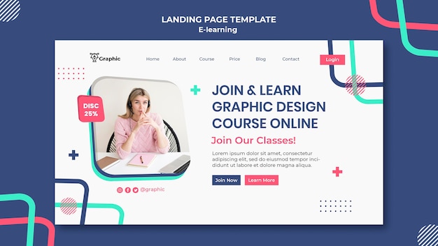 PSD graphic design course landing page