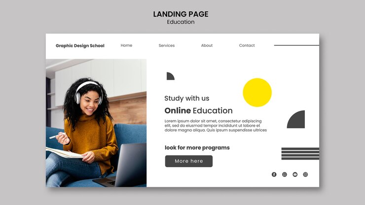 PSD graphic design school landing page