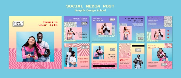 PSD post sui social media della scuola di graphic design