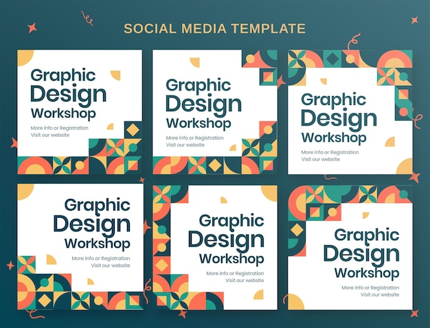 PSD graphic design workshop social media banner and instagram post template