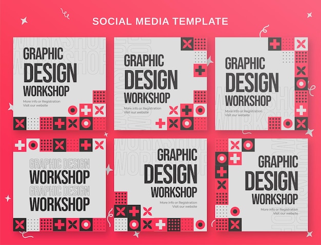Banner di social media e modello di post di instagram del laboratorio di progettazione grafica
