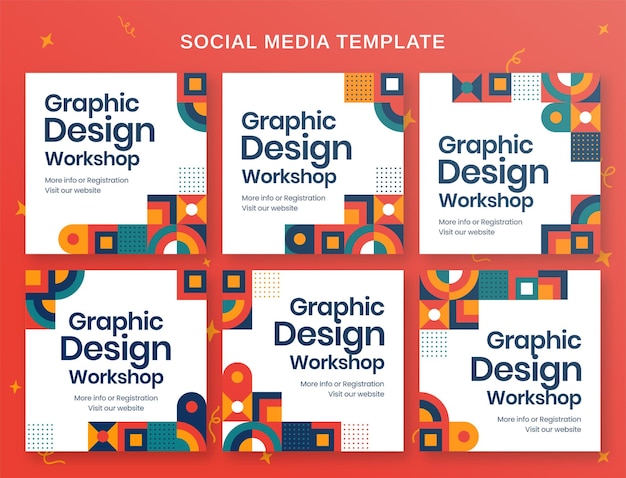 Graphic Design Workshop social media banner and instagram post template