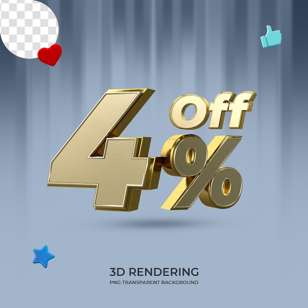 Graphic Element 4 percent off 3d rendering