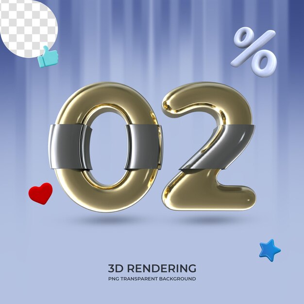 Graphic element number 02 3d rendering