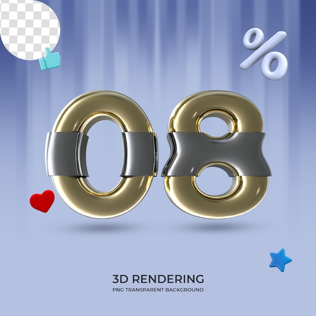 graphic element number 08 3d rendering