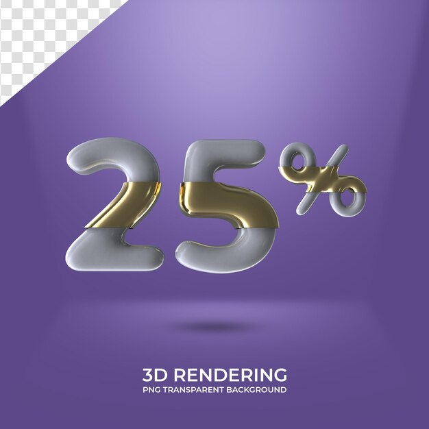 Graphic element text art 25 percent 3d rendering