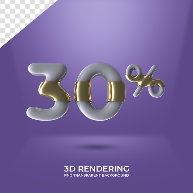 Graphic element text art 30 percent 3d rendering