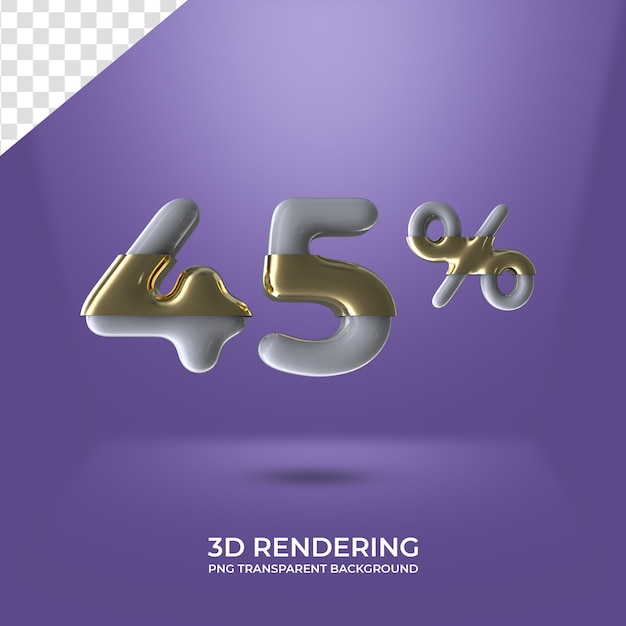 Graphic element text art 45 percent 3d rendering