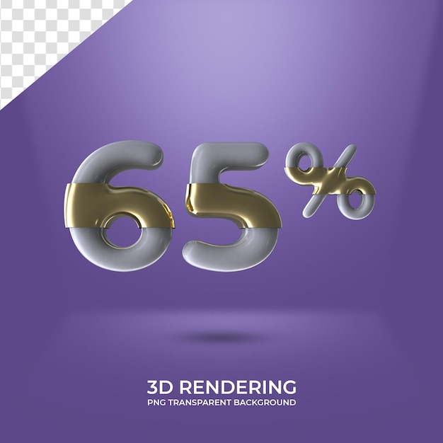 PSD graphic element text art 65 percent 3d rendering