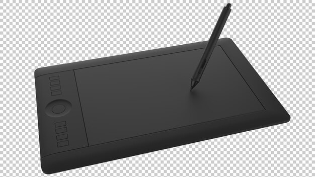 PSD イラストレーターとデザイナーのためのペンのグラフィックタブレット 透明な背景に隔離された3dレンダー