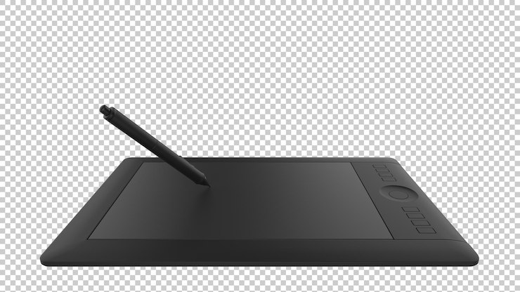 PSD графический планшет с ручкой на прозрачном фоне 3d рендеринг иллюстрации