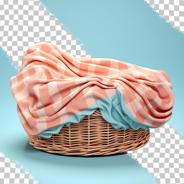 Graphic of transparent background with fabric covered wicker basket