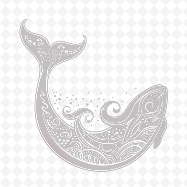 A graphic of a whale with a pattern of dots and a graphic on the top vector art illustration