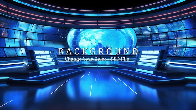 Graphical modern digital world news studio background generative ai