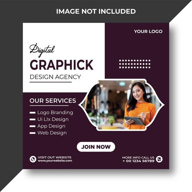 PSD graphics designing agency social media post banner or instagram post template