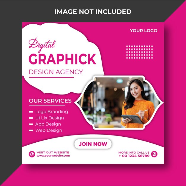 PSD graphics designing agency social media post banner or instagram post template