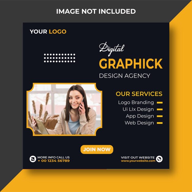 PSD graphics designing agency social media post banner or instagram post template