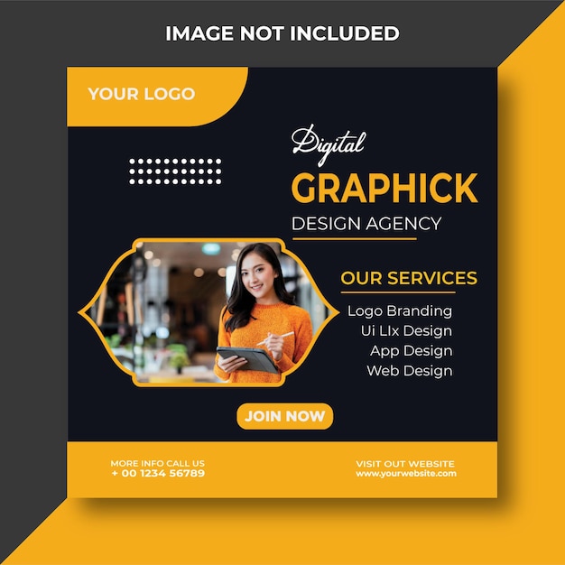 PSD graphics designing agency social media post banner or instagram post template