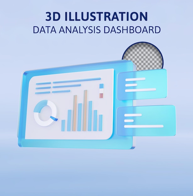 PSD grafici e dati illustrazione di rendering 3d