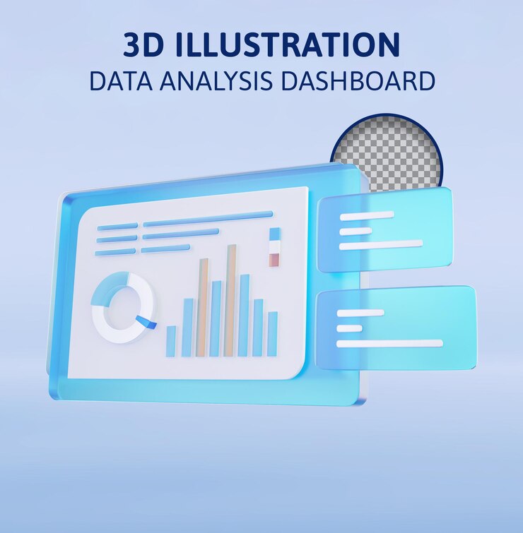 PSD 그래프 및 데이터 3d 렌더링 일러스트레이션
