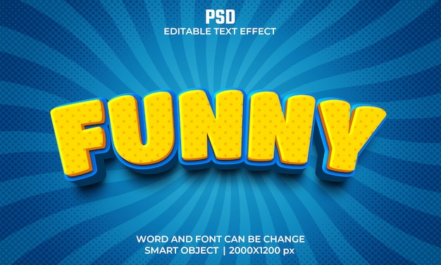 PSD grappig 3d bewerkbaar teksteffect premium psd met achtergrond