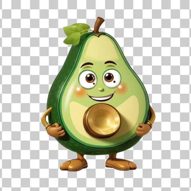 PSD grappig avocado personage geïsoleerd op een doorzichtige achtergrond