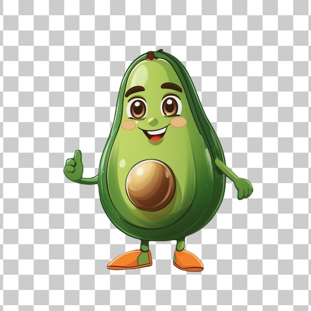 PSD grappig avocado personage geïsoleerd op een doorzichtige achtergrond