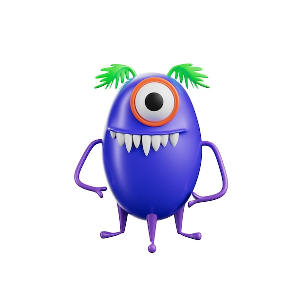 PSD grappige monsters 3d illustratie