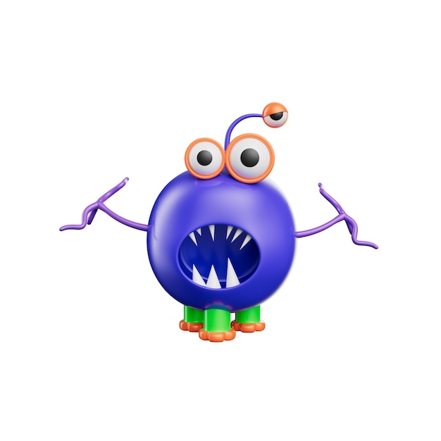 PSD grappige monsters 3d illustratie