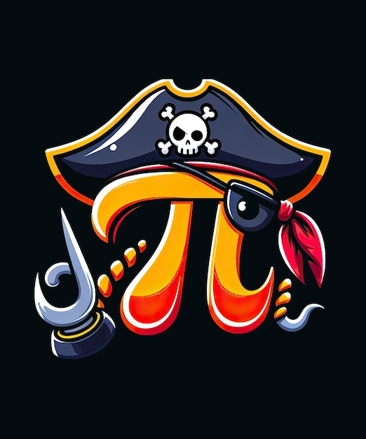 PSD grappige pi rate pirate pi day vintage wiskundeleraar