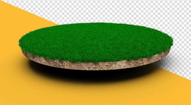 Gras cirkel geïsoleerd 3D illustratie ronde bodem grond dwarsdoorsnede met aarde land